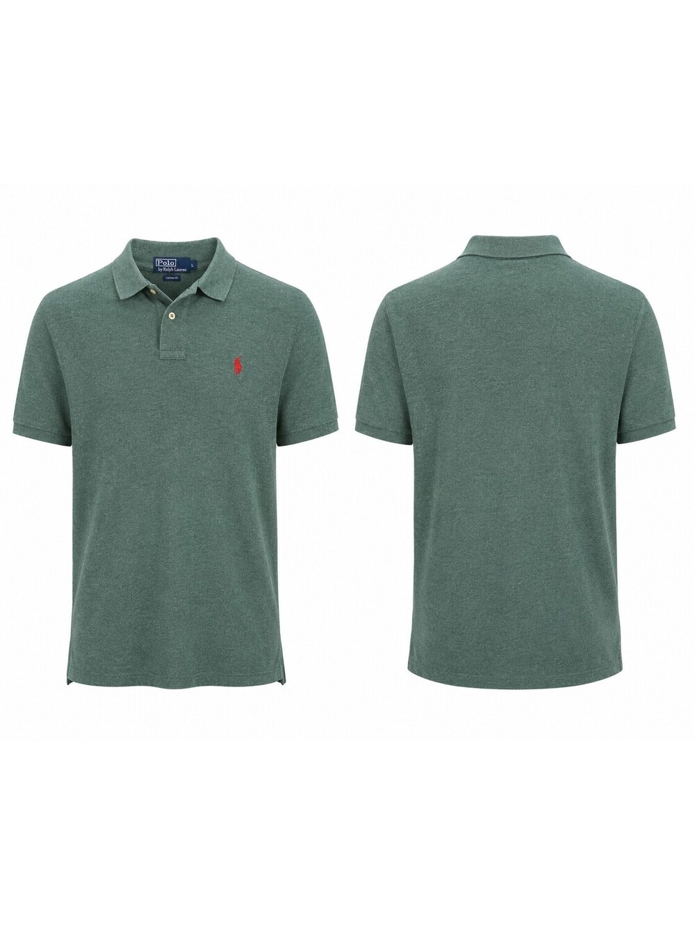 Polo Ralph Lauren Classic SS Cotton Mesh Polo Shirt Gray Green Red w/ Pony L